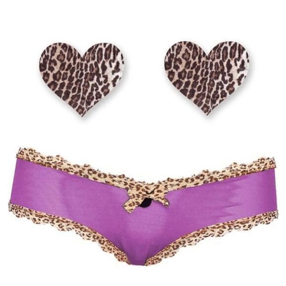 Bristol Six: Violet Leopard Nippies & Cheeky Set Size: Large​ - Picture 1 of 3
